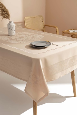 Jumbo Jakar Cappuccino Sıvı İtici Leke Tutmaz Masa Örtüsü 160x220 Cm Kahverengi