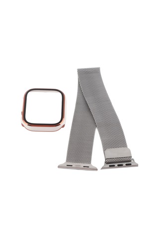 İwatch 45mm Beyaz İçin Temperli Cam Ekran Koruyucu Ve Saat Kayışı Aksesuarlarına Sahip Koruyucu Pc Kılıfı