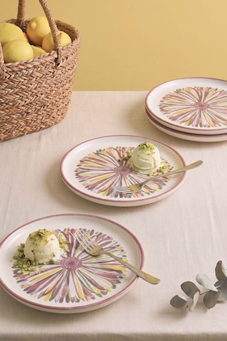 Serene Flower Nordic 4'lü Pasta & Sunum Tabağı 22 Cm Çok Renkli