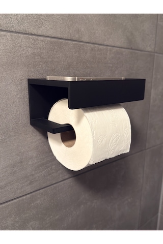 Yapışkanlı Tuvalet Kağıdı Askısı Banyo Tuvalet Kağıtlığı Aparatı Peçetelik Organizer Plastik Siyah