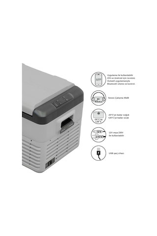 Outwell Arctic Chill 30 L Kompresörlü Buzdolabı Gri