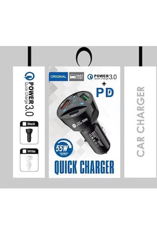 3'lü Usb 55W Çakmaklık Power 3.0 Hızlı Araç Şarj Cihazı 3'lü Usb 55W Çakmaklık Power 3.0 Hızlı Araç Şarj Cihazı