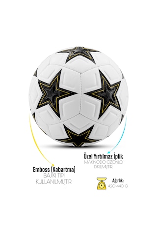 3lü Set Futbol Topu Tekmelik Şampiyonlar Ligi Pompalı Sert Zemin Halı Saha Futbol Topu New Black No5 Açık Kahverengi