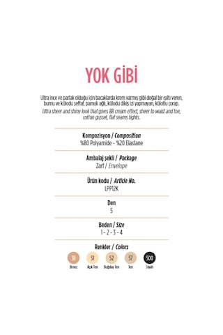 Penti Kadın Yok Gibi 5 Den Parlak Külotlu Çorabı Pyk500 - 3 Adet 001