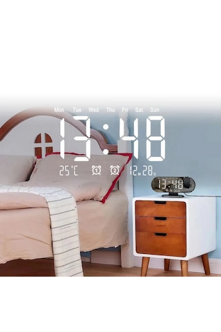 Çok Fonksiyonlu Led Projeksiyon Dijital Çift Alarmlı Saat Tarih