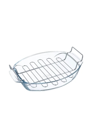 PYREX 412U000/7043 IZGARALI OVAL FIRIN KABI 4 LT Şeffaf