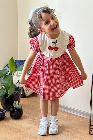 Kız Bebek Çocuk Yazlık Elbise Kısa Kollu Tüllü Tütü Astarlı Takım 001