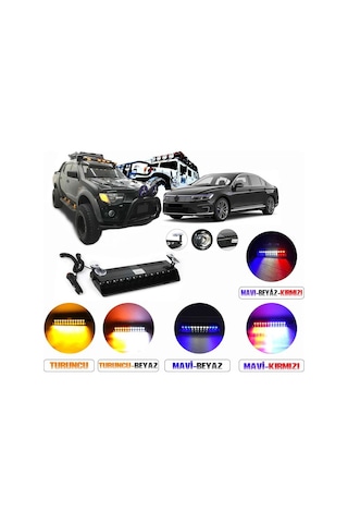 12 Ledli Cam Içi Çakar Vantuzlu Çakar Lamba Kırmızı-beyaz-mavi .