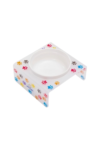 Petmagic Akrilik Beyaz Seramik Tekli Evcil Hayvan Kedi Ve Mini Irk Köpek Mama Kabı-mat Pati