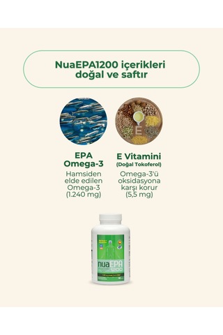 Nua Epa 1200 Omega-3 İçeren Gıda Takviyesi 90 Kapsül