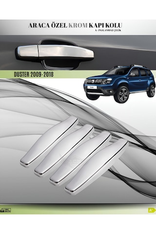 Dacia Duster 2009-2017 Araca Özel Krom Kapı Kolu Paslanmaz Çelik A+