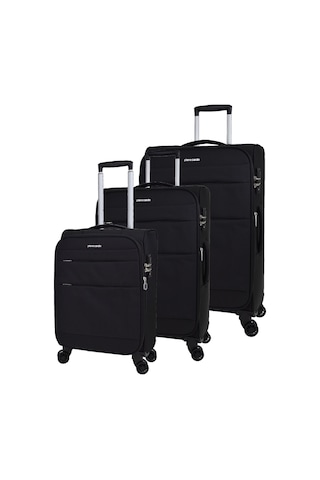 Pierre Cardin Ultra Light Hafif Lüx Kumaş 3'lü Valiz Seti Siyah Pc4200 Siyah