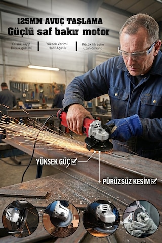 Assur ASR353 750 W 125 MM Avuç Taşlama Spiral Kırmızı