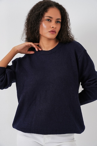 Bigdart 15895 Kadın Oversize Triko Kazak - K. Lacivert
