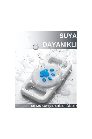 Gözcü Mobil Boş Airtag Yuvalı Kedi Köpek Tasması Evcil Hayvan Pet Takip Cihazı Silikon Yaka Kılıfı Şık Tasarım Beyaz Beyaz