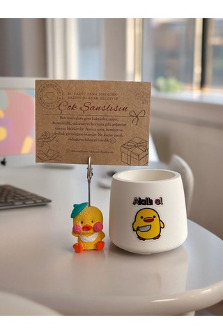 Komik Akıllı Ol Temalı Civciv Baskılı Ve Civciv Not Tutacağı Hediyelik Ofis Seti