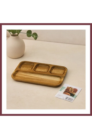 Storeşahin Akasya Ahşap Sunum Tepsisi 4 Bölmeli 25x14 Cm Shn0720
