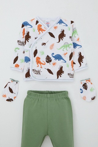 Breeze Erkek Bebek Hastane Çıkışı 5 Li Dinozor Krallığı 0-3 Ay, Beyaz Beyaz