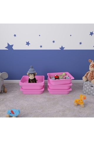 5 Adet Pembe Kapaklı Çok Amaçlı Saklama Kutusu - Oyuncak Sepeti 5ks5k Pembe