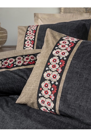 Cotton Box Folk Art Çift Kişilik Nevresim Takımı Yamka Bej
