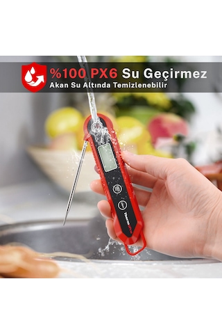 Thermopro Tp-03h Su Geçirmez Katlanabilir Profesyonel Gıda Pişirme Termometresi-kırmızı