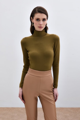 Sateen Tam Balıkçı Triko - Küf Yeşili-133812 Küf Yeşili Çok Renkli