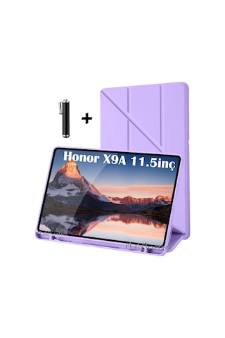 Honor Pad X9a 11.5inç Kılıf Kalem Bölmeli Üçgen Katlanabilir Standlı Yumuşak Silikon Kapak