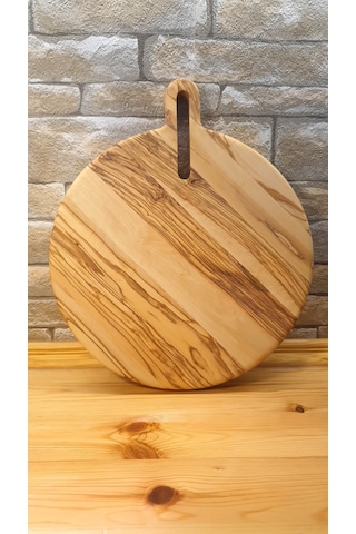 Zeytin Ağacı Ahşap Pizza Peynir Sunum Saplı Kesme Tahtası