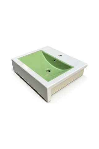 Ece Banyo - Sekura Dolay Uyumlu Lavabo 59 Cm Beyaz, Fıstık Yeşili - 7735-4