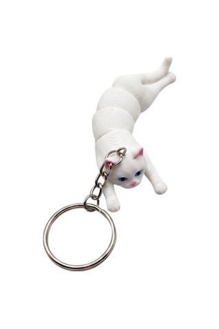 3d Baskı Hareketli Flexi Kedi Anahtarlık - Eklemli Stres Atıcı Çanta Ve Anahtar Aksesuarı