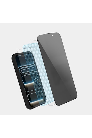 Apple Uyumlu iPhone 17 Pro Youngkit 2.5d Parmak İzi Bırakmayan 0.33mm Privacy Temperli Cam Ekran Koruyucu Siyah