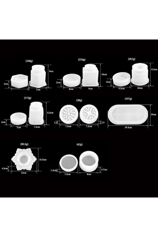 Sones Kendin Yap Kristal Epoksi Silikon Kalıp Kombinasyon Seti, Şekil: Altıgen Prizma + Dairesel Şişe