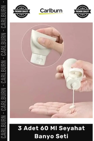 Özel Üretim 3 Adet 60 Ml Sızdırmaz Boş Şişe Şeffaf Kozmetik Şampuan Taşıma Seyahat Banyo Seti Çok Renkli
