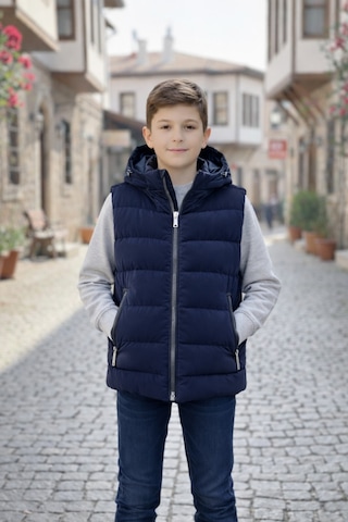 Pina Kids Erkek Çocuk Kapüşonlu Şişme Yelek Lacivert