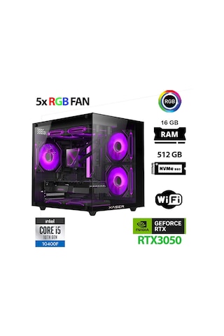 Xaser Cube X130 i5-10400F 16 GB 512 GB M.2 Nvme SSD 6 GB RTX3050 Free Dos Masaüstü Oyuncu Bilgisayarı