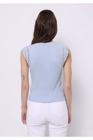 Colin's Colins Slim Fit Kadın Mavi Kısa Kol Tişört Cl1074541 Q1.v1 Ble Mavi