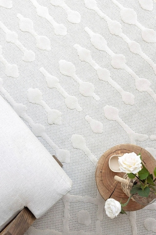 Silva Beyaz Halı Yıkanabilir Halı Balkon Halısı Oturma Odası Kori Beyaz