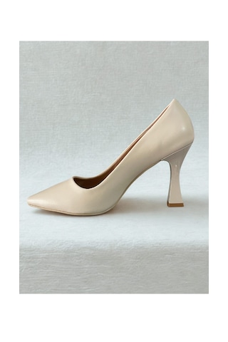Cilt Deri Bej Stiletto Ayakkabı Bej