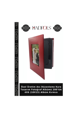 Özel Üretim Anı Düzenleme Kare Tasarım Fotoğraf Albümü 200'lük 4x6 10x15 Albüm Kırmızı