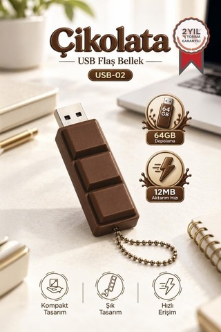 Delux Serisi Çeşit Fonksiyonel Günlük Usb Flash Bellek 64gb Usb02 Kahverengi