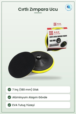 Cırtlı Zımpara Ucu 7 İnç 180 Mm Disk Tabanı Alüminyum Alaşımlı Gö
