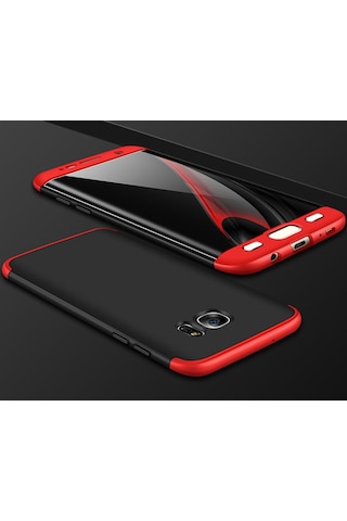 Galaxy S7 Edge Kilif Kamera Korumali 360 Tam Koruma Ays 253624915 - Renk Seçimi / Siyah+Kirmizi