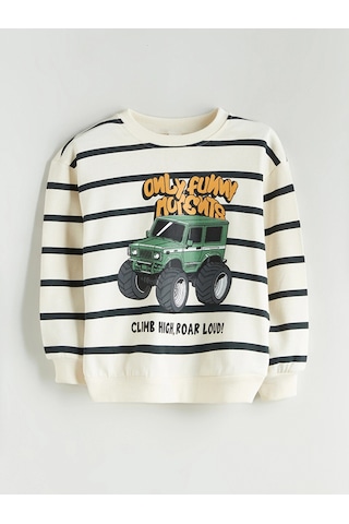 LC Waikiki Lcw Kids Bej Bisiklet Yaka Erkek Çocuk Sweatshirt Ve Eşofman Alt Lıght Beıge Prın