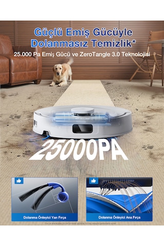 Ecovacs Deebot T30C Prime Omni Robot Süpürge 25.000 Pa Emiş Gücü Ozmo Turbo 2.0 Paspas Teknolojisi Beyaz