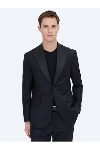 Kip Siyah Düz Modern Fit Prinç Smokin Takım Elbise