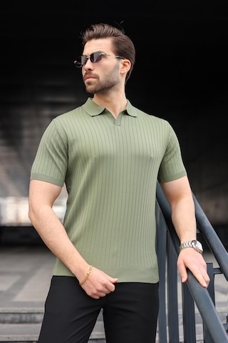 Madmext Haki Polo Yaka Triko Erkek Tişört E7461 Haki