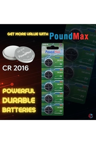 Poundmax Lityum Cr2016 Düğme Hücreli Pil, 3 V 1 X Blister 5 Adet