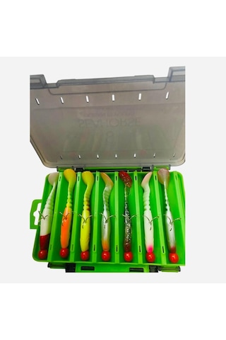 Captain Style Soft 10cm 22gr Turna Mix Set Çift Traflı 14 Gözlü Kutu 7ad Silikon Yapay Yem