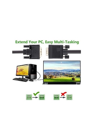 4255 Dvi 24 + 5 Vga Çevirici Dönüştürücü Monitör Kablosu Dvı-ı Du