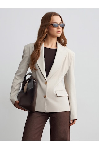 Dilvin 60787 Altın Düğmeli Blazer-taş Taş